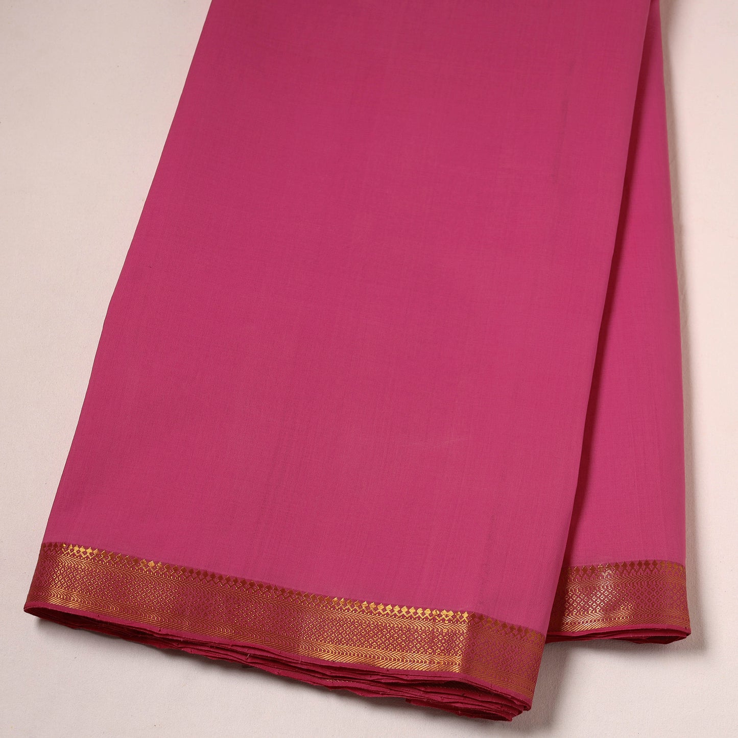 Pink - Mangalagiri Handloom Cotton Nizam Zari Border Fabric 10