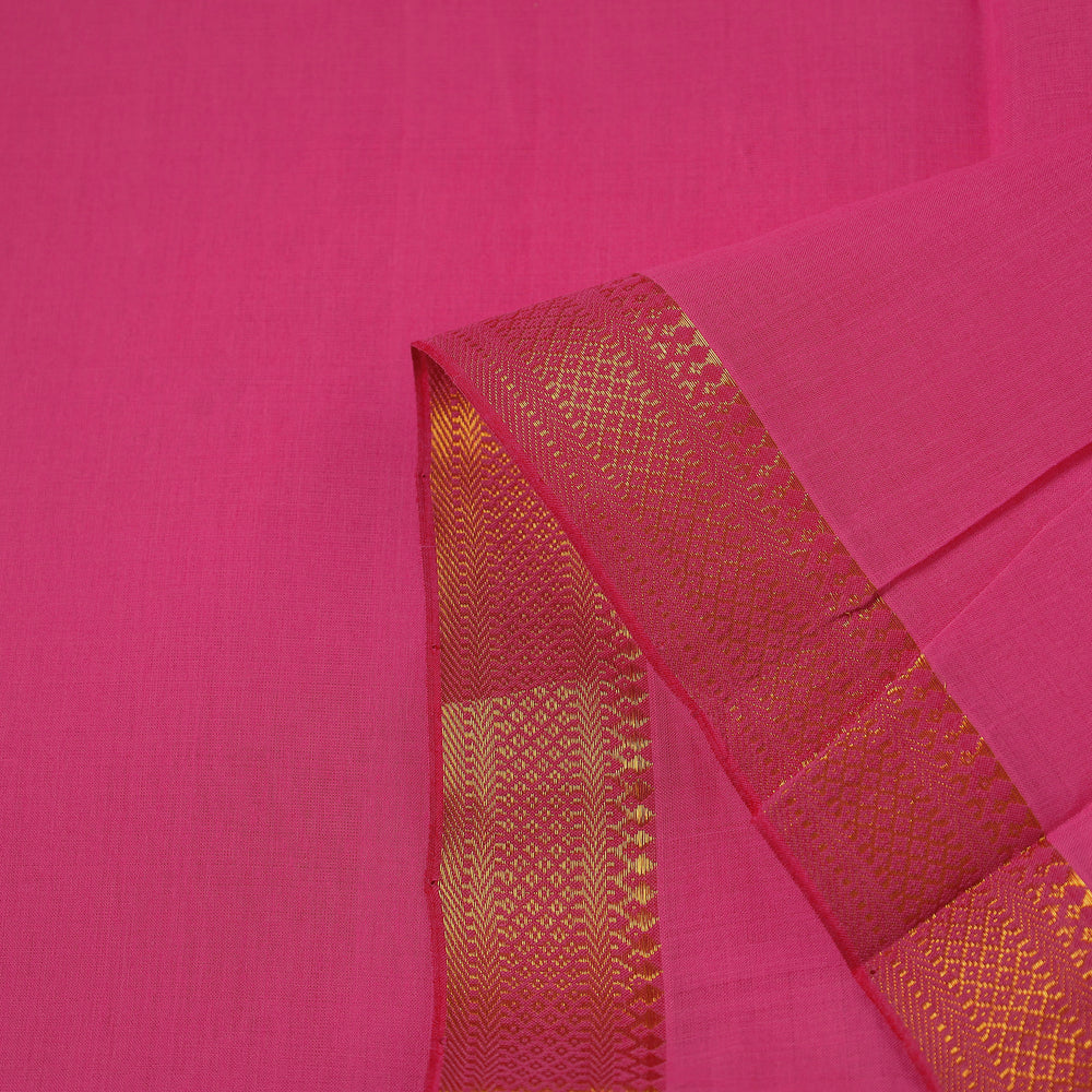 Pink - Mangalagiri Handloom Cotton Nizam Zari Border Fabric 10