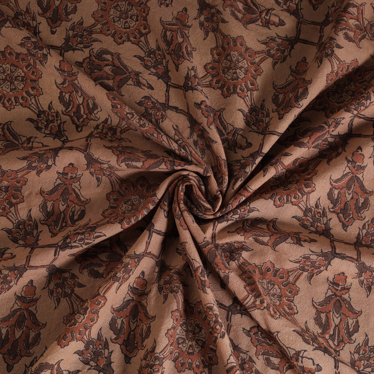 Handwoven Merino Wool Pedana Kalamkari Hand Block Print Natural Dyed Fabric 15