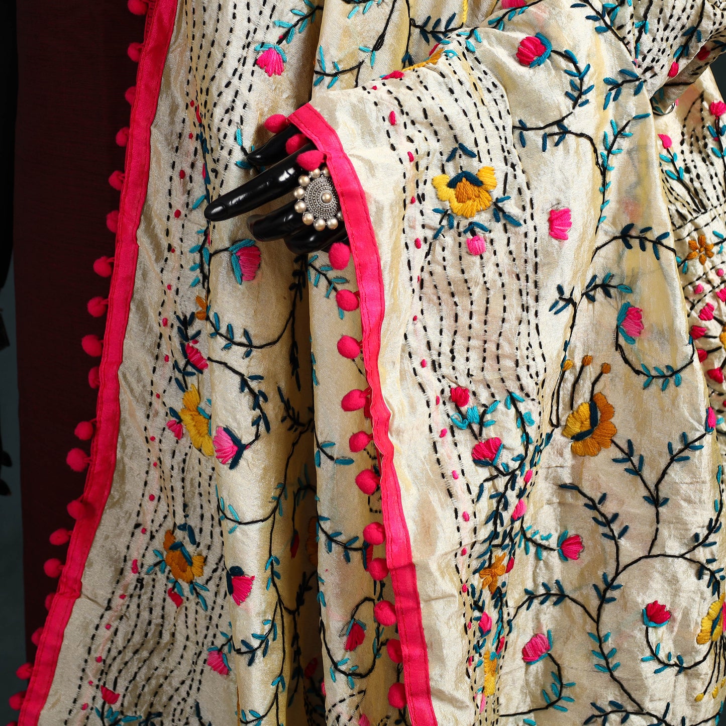 Ranihati Chapa Work Chanderi Silk Hand Embroidery Dupatta 23