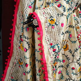 Ranihati Chapa Work Chanderi Silk Hand Embroidery Dupatta 23