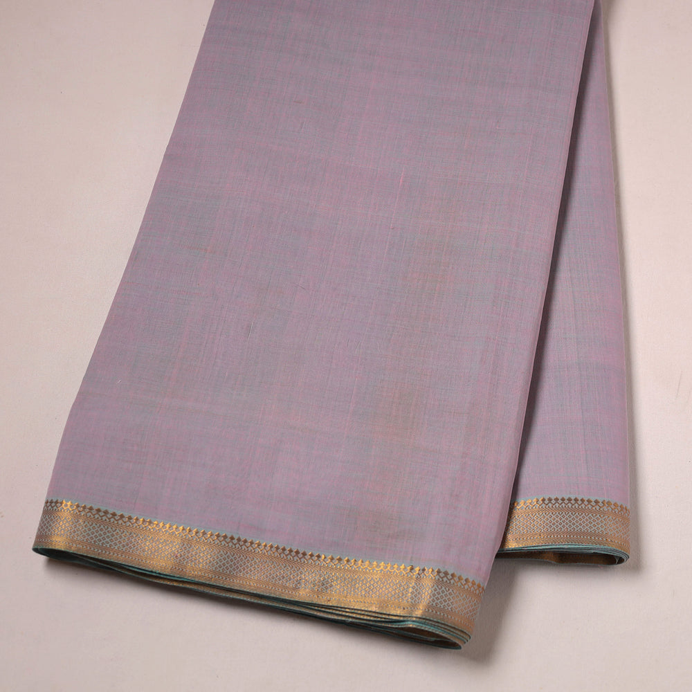 Purple - Mangalagiri Handloom Cotton Nizam Zari Border Fabric 12