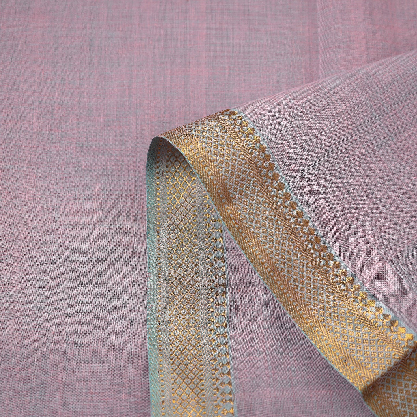 Purple - Mangalagiri Handloom Cotton Nizam Zari Border Fabric 12