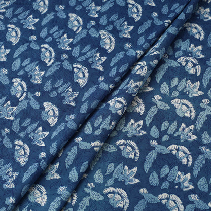 Blue - Indigo Bagru Dabu Block Printed Cotton Fabric 80