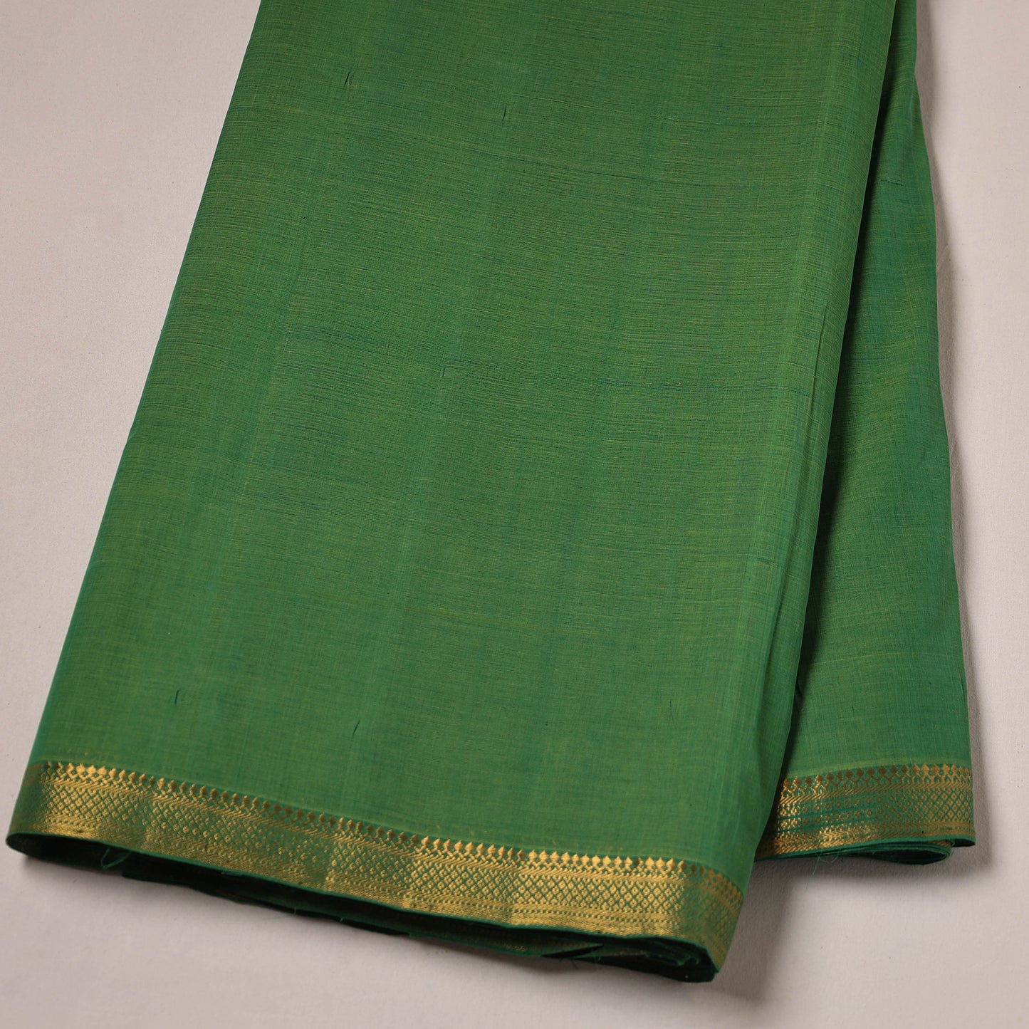 Green - Mangalagiri Handloom Cotton Nizam Zari Border Fabric 13