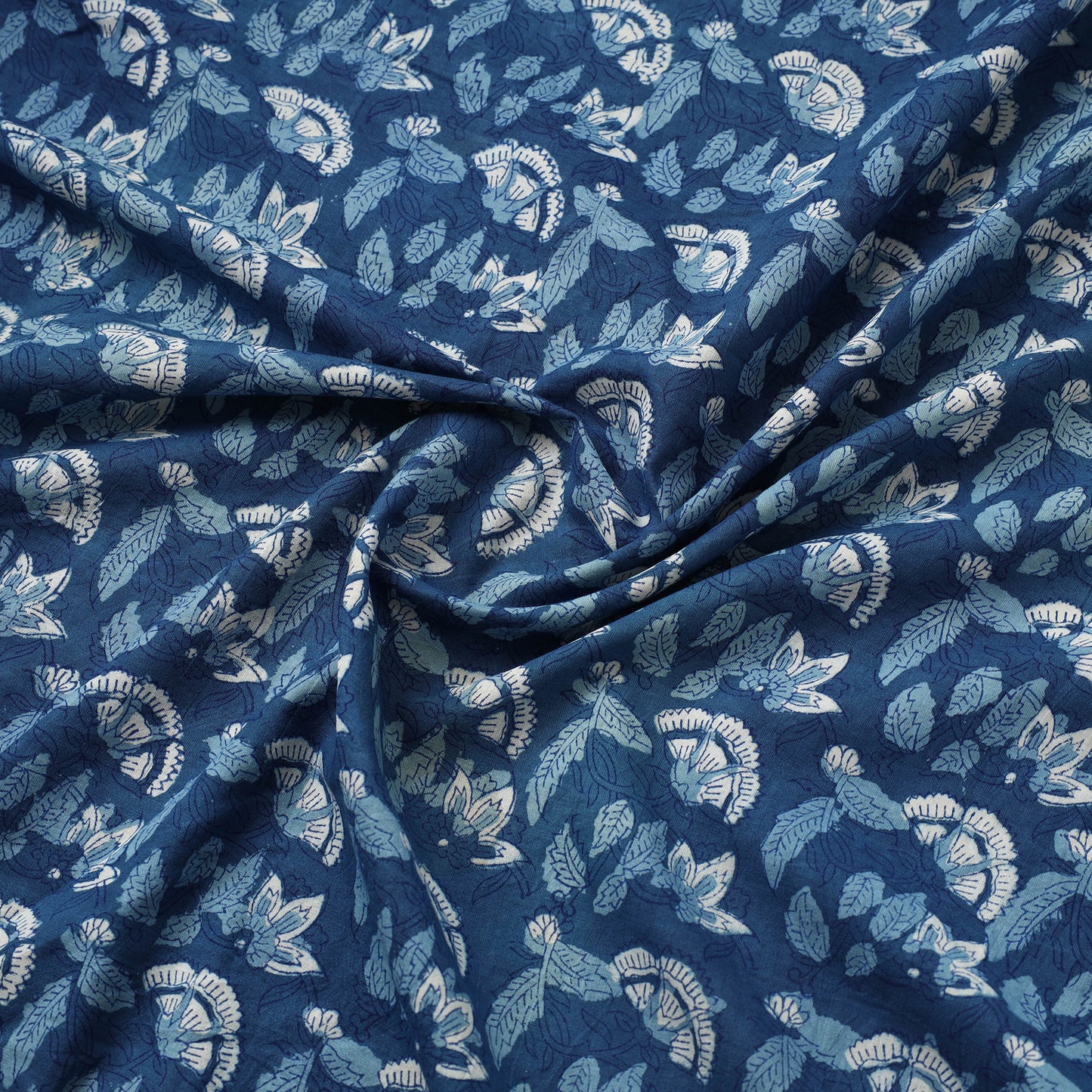 Blue - Indigo Bagru Dabu Block Printed Cotton Fabric 80