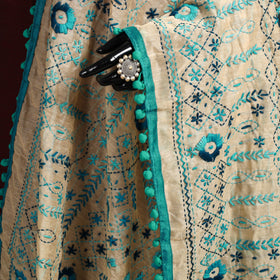 Ranihati Chapa Work Chanderi Silk Hand Embroidery Dupatta 25