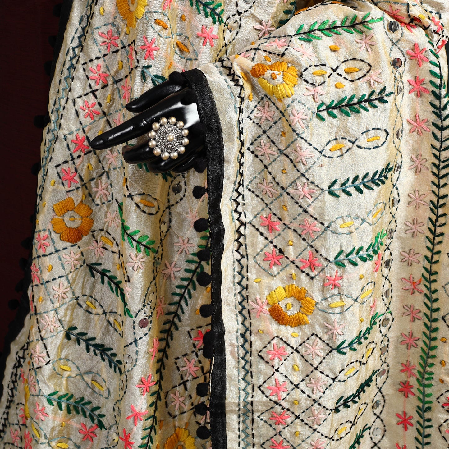 Ranihati Chapa Work Chanderi Silk Hand Embroidery Dupatta 26