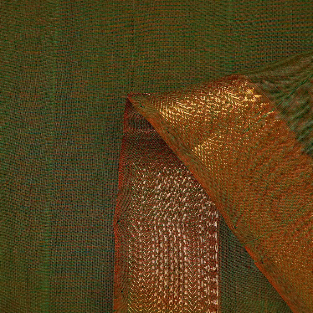 Green - Mangalagiri Handloom Cotton Nizam Zari Border Fabric 15