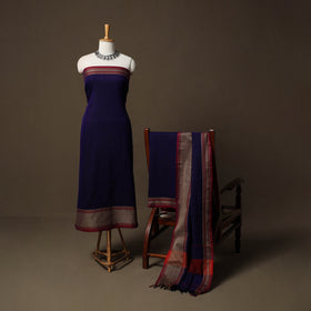 Dharwad Cotton 3pc Unstitched Dress Material Suit Set with Woven Border 78