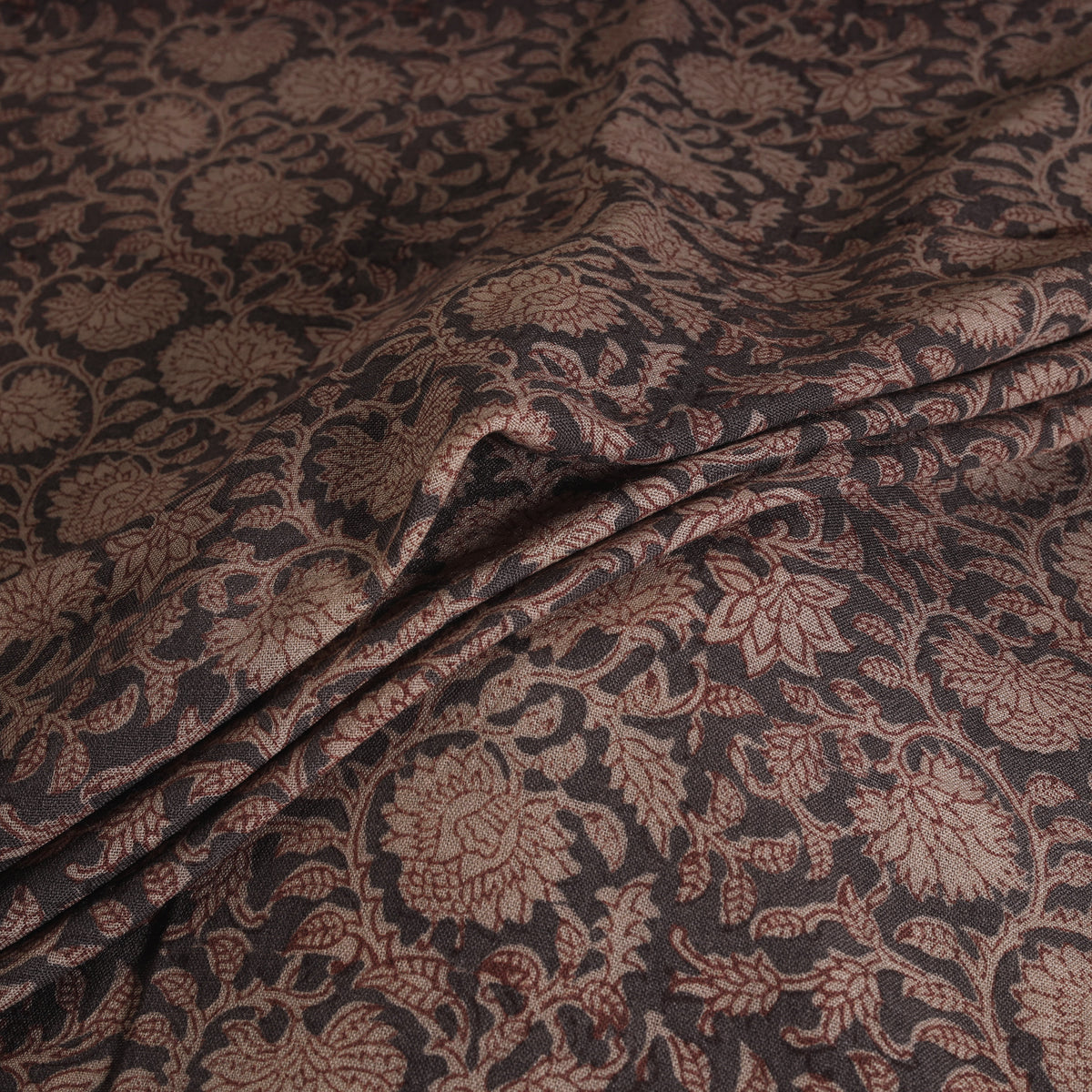 Handwoven Merino Wool Pedana Kalamkari Hand Block Print Natural Dyed Fabric 12