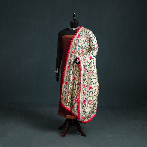 Ranihati Chapa Work Chanderi Silk Hand Embroidery Dupatta 27
