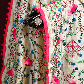Ranihati Chapa Work Chanderi Silk Hand Embroidery Dupatta 27