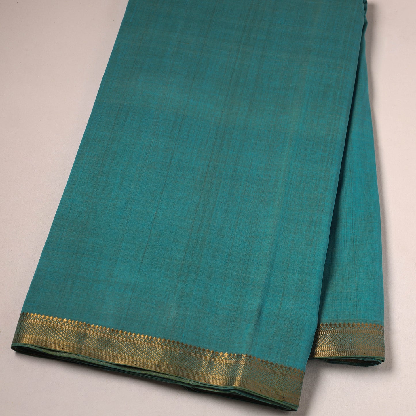 Green - Mangalagiri Handloom Cotton Nizam Zari Border Fabric 17