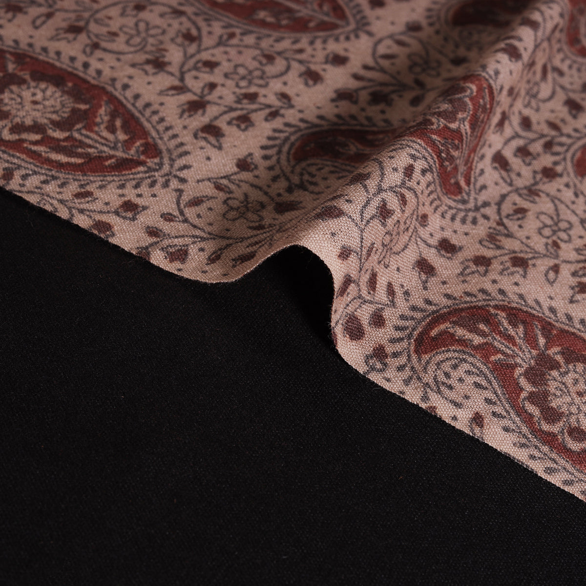 Handwoven Merino Wool Pedana Kalamkari Hand Block Print Natural Dyed Fabric 11