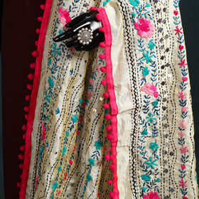 Ranihati Chapa Work Chanderi Silk Hand Embroidery Dupatta 28