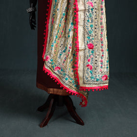 Ranihati Chapa Work Chanderi Silk Hand Embroidery Dupatta 28