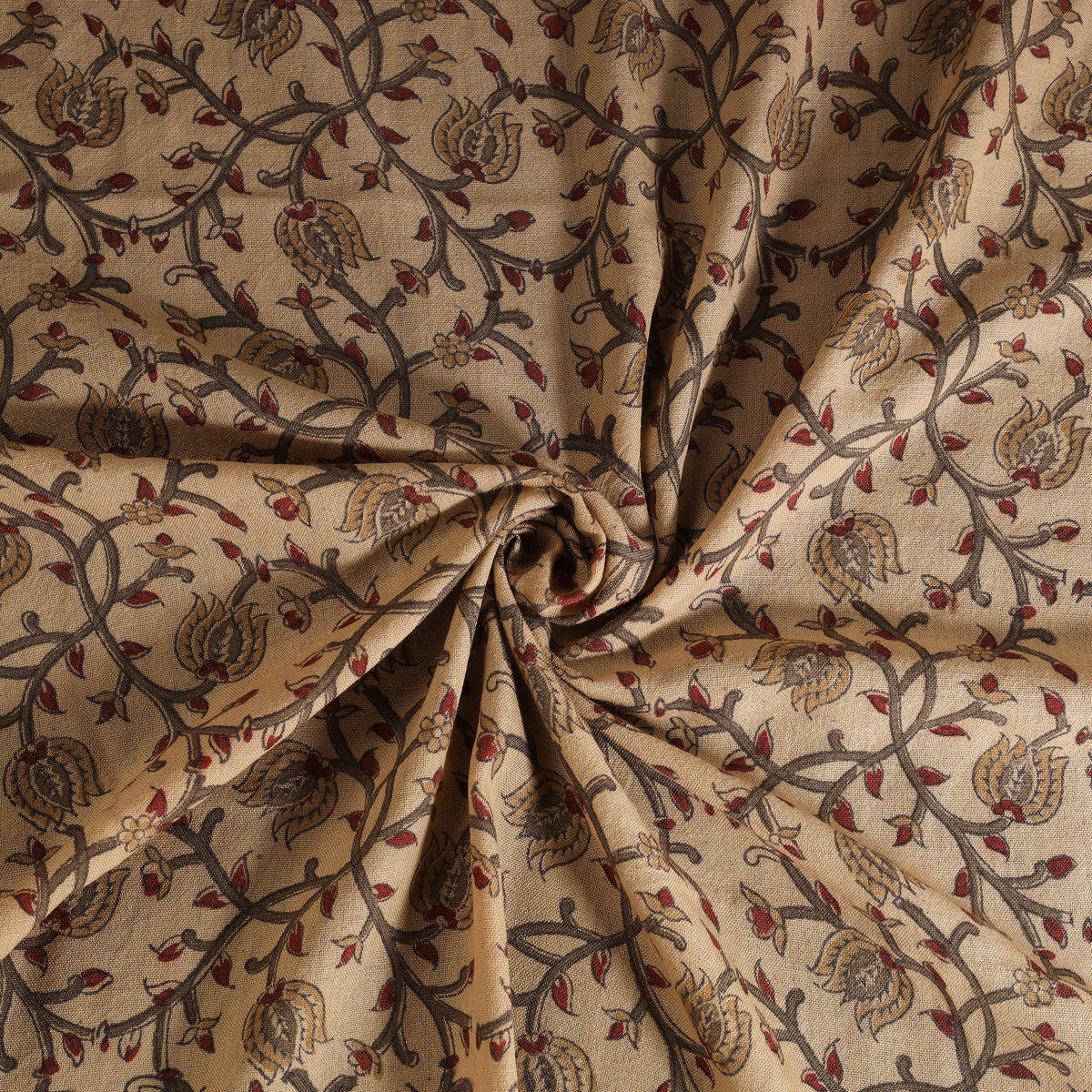 Handwoven Merino Wool Pedana Kalamkari Hand Block Print Natural Dyed Fabric 10