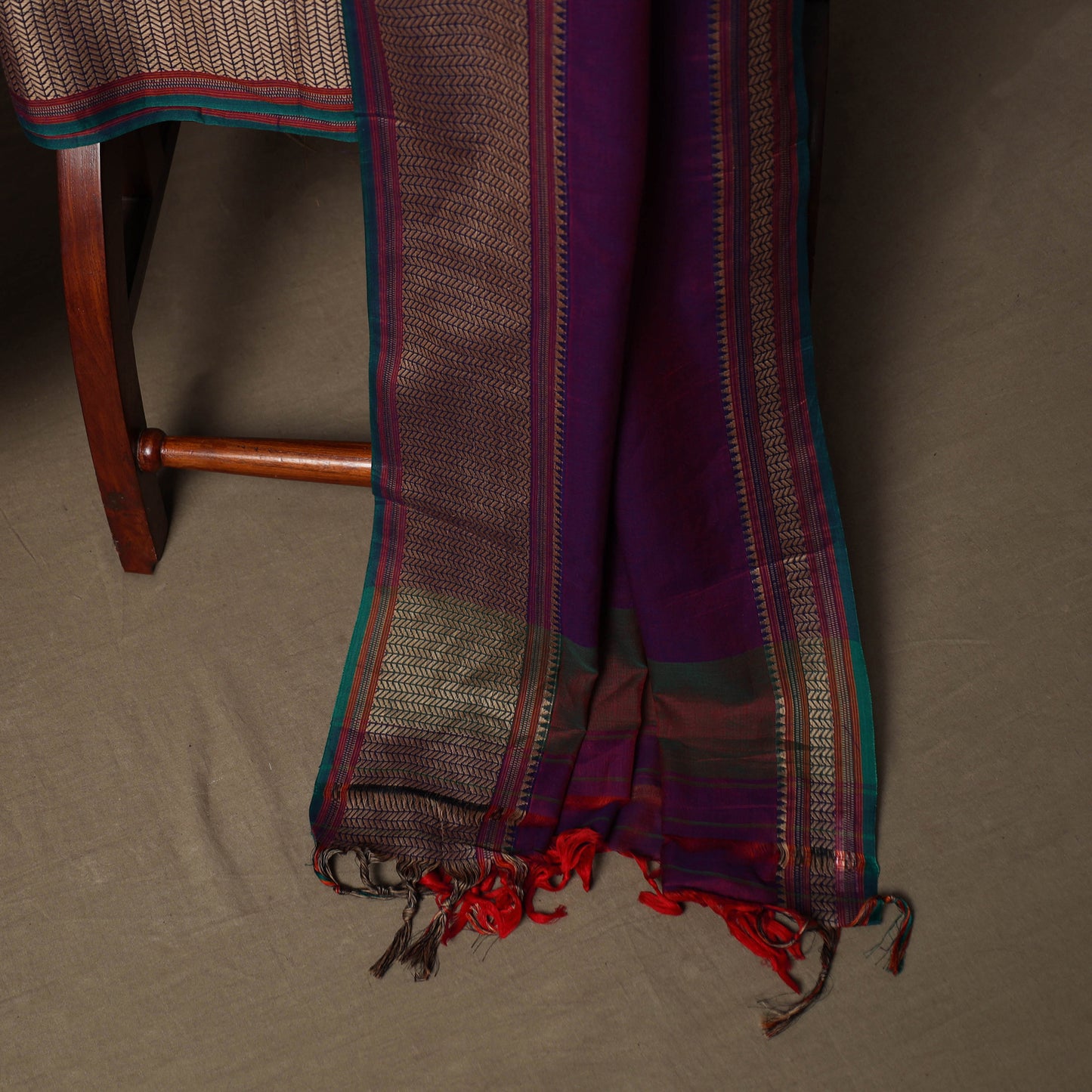 Dharwad Cotton 3pc Unstitched Dress Material Suit Set with Woven Border 77