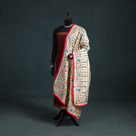 Ranihati Chapa Work Chanderi Silk Hand Embroidery Dupatta 29