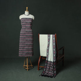 Pochampally Ikat Woven Cotton 3pc Unstitched Dress Material Suit Set 01