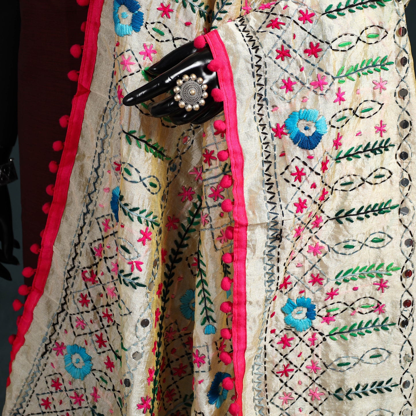Ranihati Chapa Work Chanderi Silk Hand Embroidery Dupatta 29