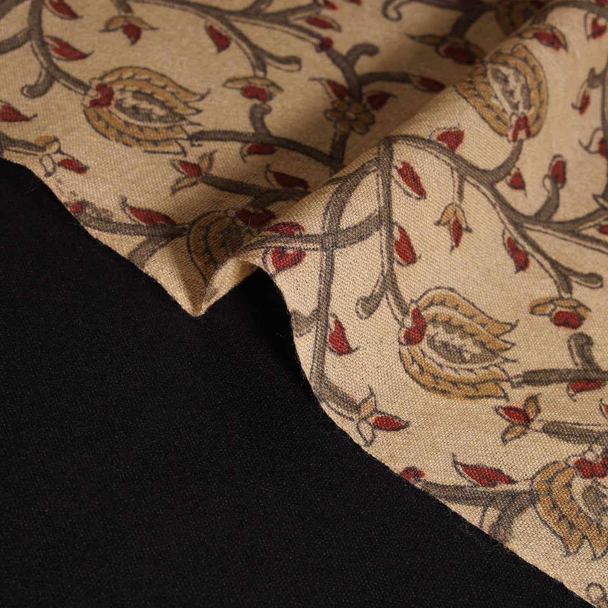 Handwoven Merino Wool Pedana Kalamkari Hand Block Print Natural Dyed Fabric 10