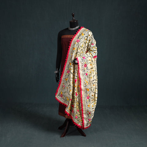 Ranihati Chapa Work Chanderi Silk Hand Embroidery Dupatta 30