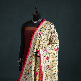 Ranihati Chapa Work Chanderi Silk Hand Embroidery Dupatta 30