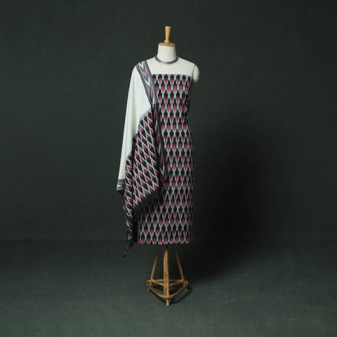 Pochampally Ikat Woven Cotton 3pc Unstitched Dress Material Suit Set 01
