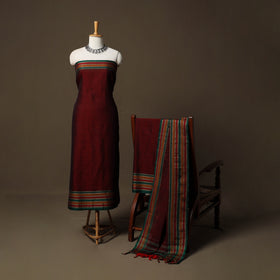 Dharwad Cotton 3pc Unstitched Dress Material Suit Set with Woven Border 75