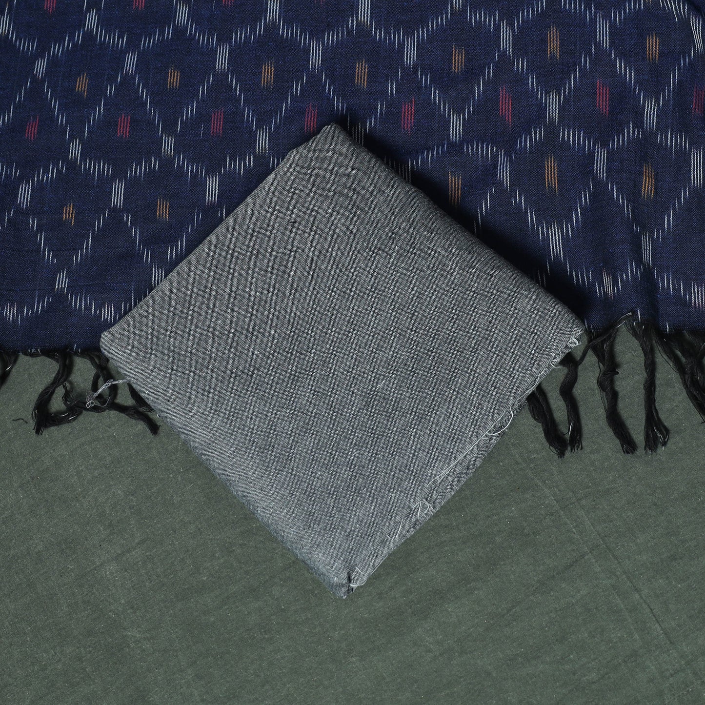 Pochampally Ikat Woven Cotton 3pc Unstitched Dress Material Suit Set 02