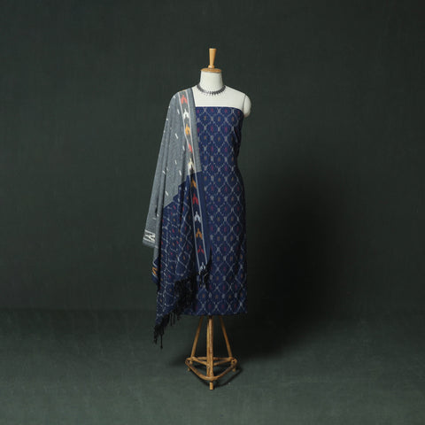 Pochampally Ikat Woven Cotton 3pc Unstitched Dress Material Suit Set 02