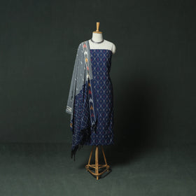 Pochampally Ikat Woven Cotton 3pc Unstitched Dress Material Suit Set 02