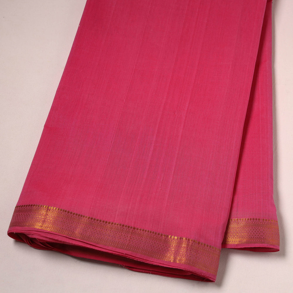 Pink - Mangalagiri Handloom Cotton Nizam Zari Border Fabric 21