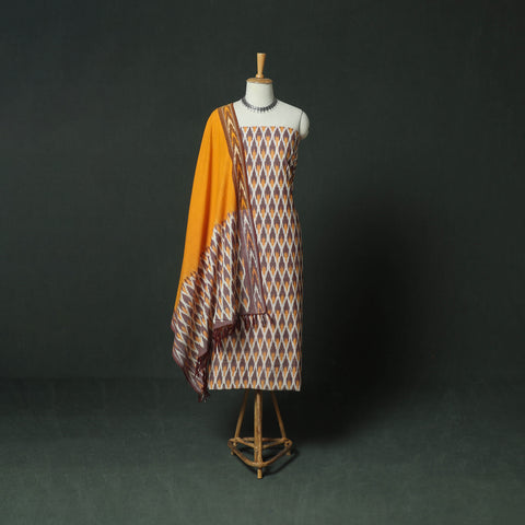 Pochampally Ikat Woven Cotton 3pc Unstitched Dress Material Suit Set 03