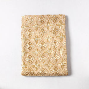 Beige - Traditional Phulkari Embroidered Chinnon Precut Fabric (1.2 meter) 11