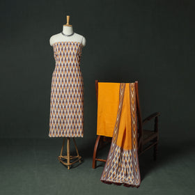 Pochampally Ikat Woven Cotton 3pc Unstitched Dress Material Suit Set 03