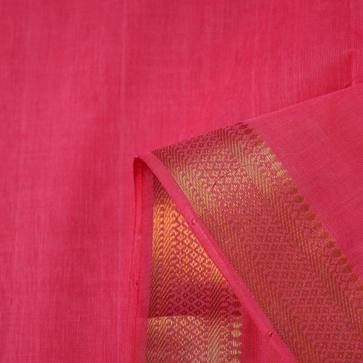 Pink - Mangalagiri Handloom Cotton Nizam Zari Border Fabric 21