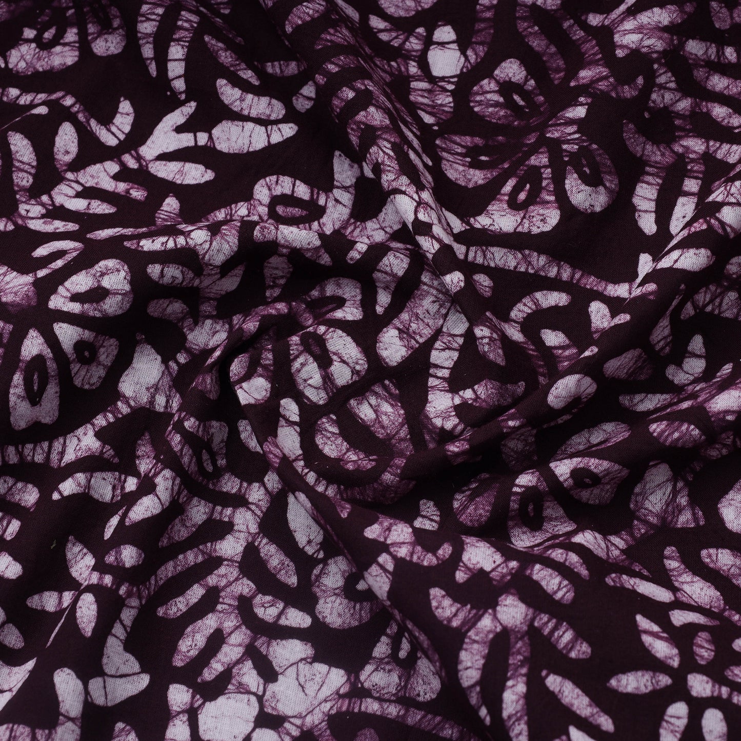 Purple Hand Batik Print Cotton Fabric