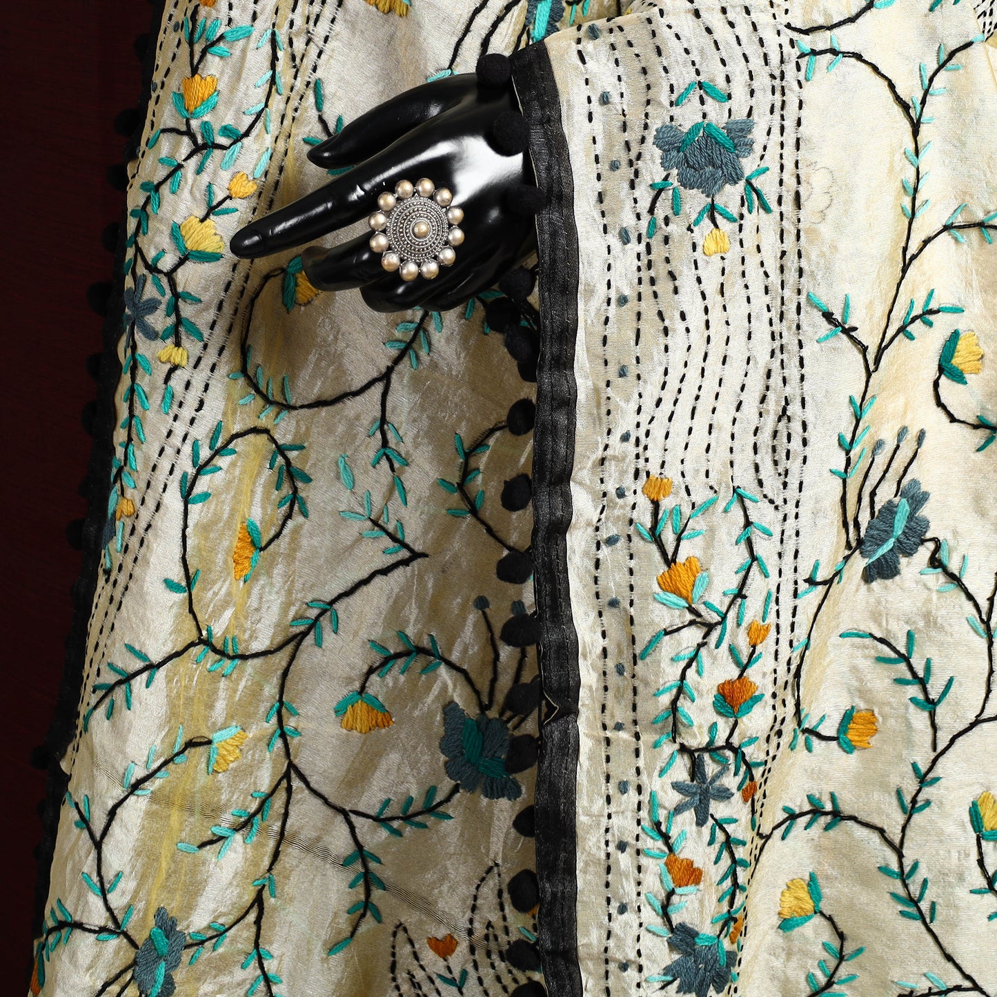 Ranihati Chapa Work Chanderi Silk Hand Embroidery Dupatta 33