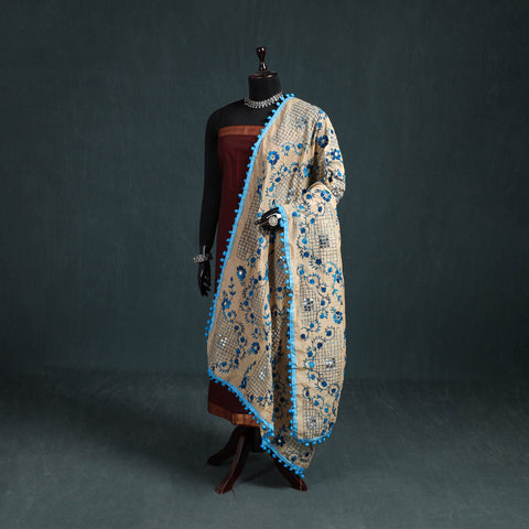 Ranihati Chapa Work Chanderi Silk Hand Embroidery Dupatta 34