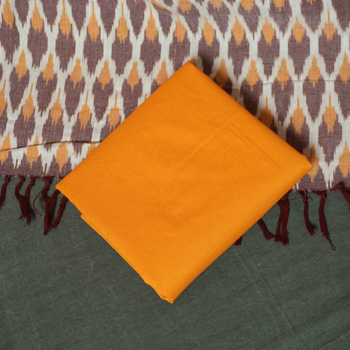 Pochampally Ikat Woven Cotton 3pc Unstitched Dress Material Suit Set 03