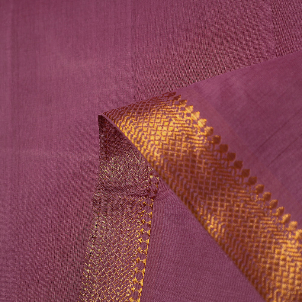 Purple - Mangalagiri Handloom Cotton Nizam Zari Border Fabric 22