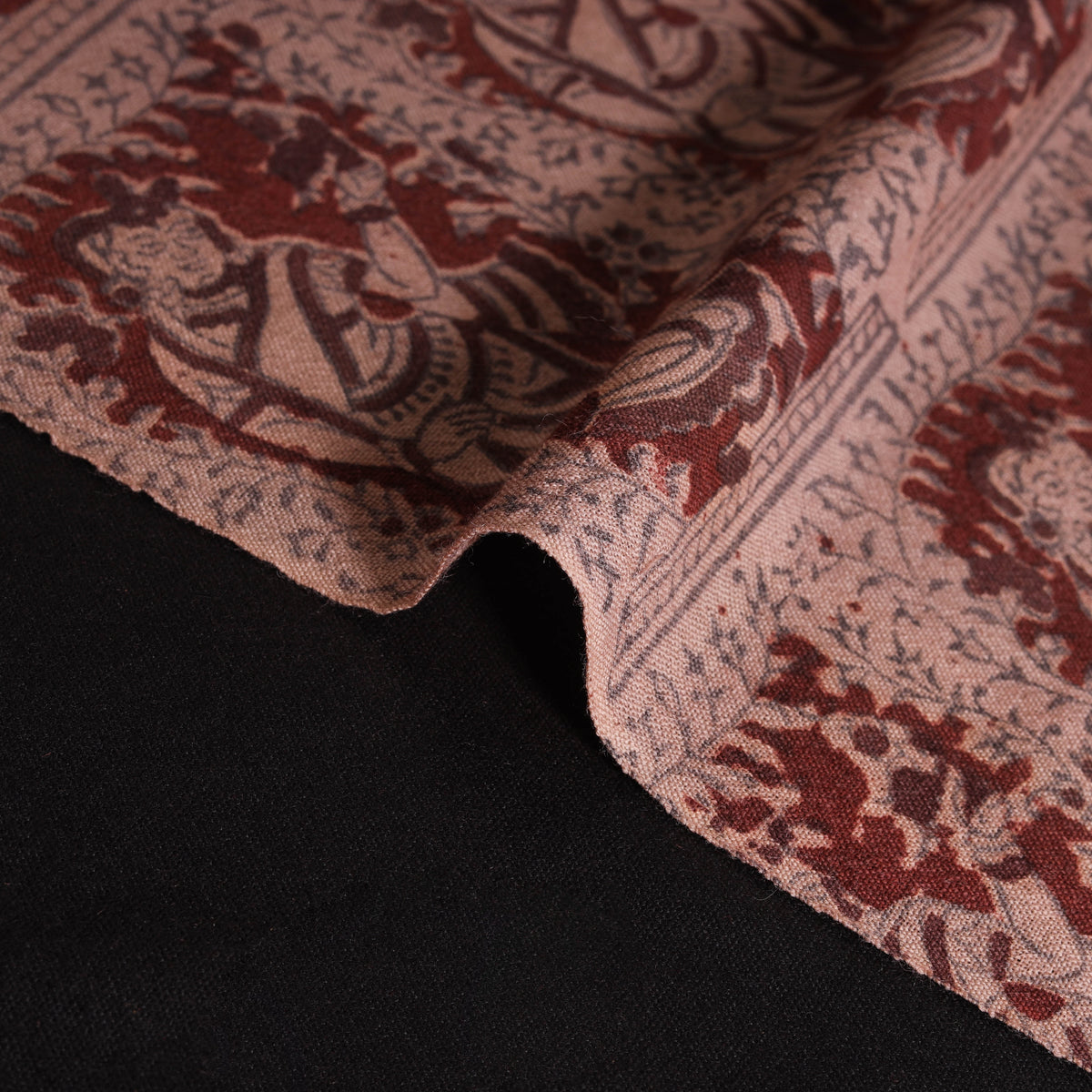 Handwoven Merino Wool Pedana Kalamkari Hand Block Print Natural Dyed Fabric 06