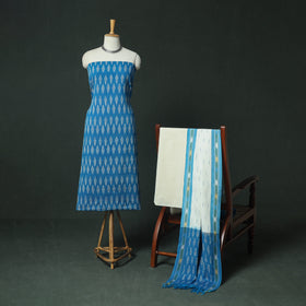 Pochampally Ikat Woven Cotton 3pc Unstitched Dress Material Suit Set 04