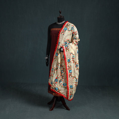 Ranihati Chapa Work Chanderi Silk Hand Embroidery Dupatta 35
