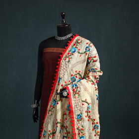 Ranihati Chapa Work Chanderi Silk Hand Embroidery Dupatta 35