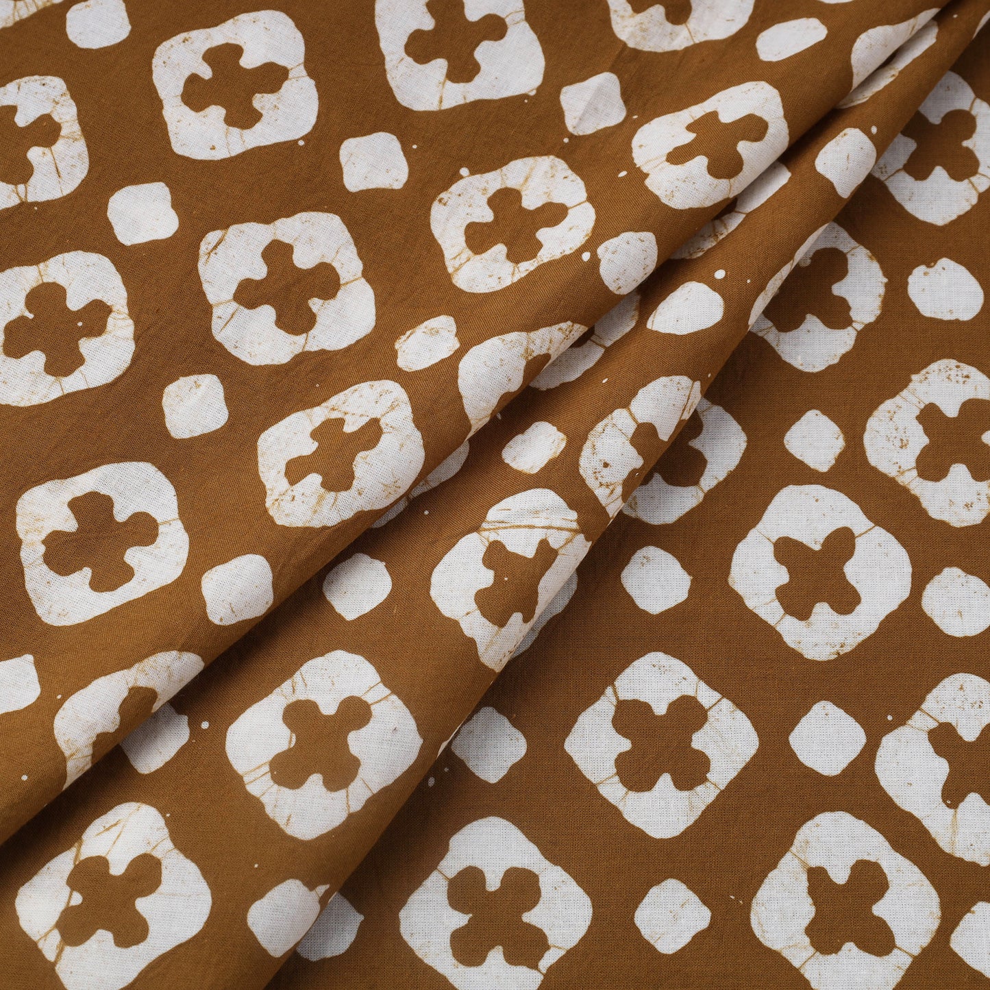 Brown Hand Batik Print Cotton Fabric