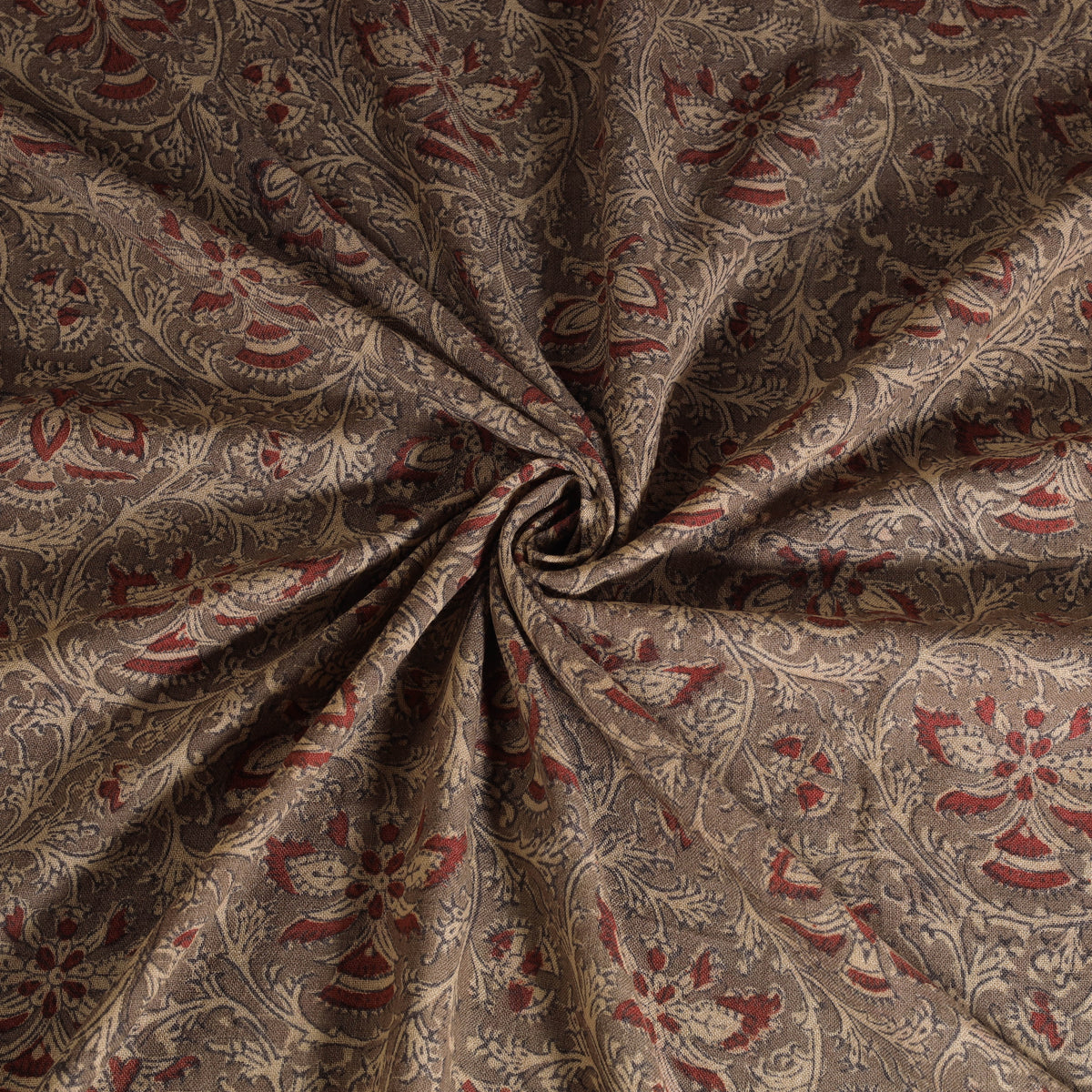 Handwoven Merino Wool Pedana Kalamkari Hand Block Print Natural Dyed Fabric 05